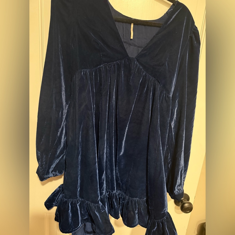 Free People Midnight Blue Velvet Dress